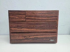 Vtg MCM Wooden Teac 117 Cassette 5 Drawer Tape Storage Case Rosewood 1970’s 80’s - Picture 1 of 15