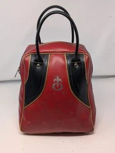 Bowling Bag Vintage rot & schwarz Mini Handtasche 70er Jahre unbekannte Marke - Bild 1 von 12