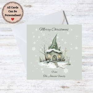 Personalised Our Family Christmas Card - Gnome House - Customisable Name - Picture 1 of 3