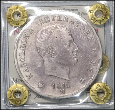 Napoleone I Re d'Italia 5 Lire 1811 Milano Monete stati preunitari perizate - Imagen 1 de 3