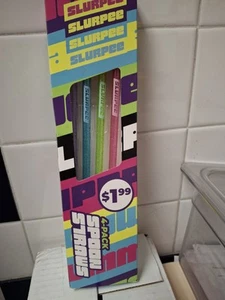 Neu 2022 7-Eleven Limited Edition Slurpee Löffel Strohhalme 4er Pack - Bild 1 von 2