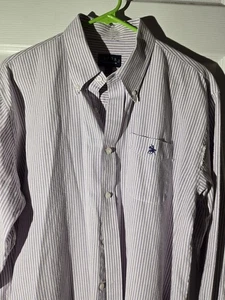 Lavender Striped Oxford Shirt Size L 16-16 1/2 Long Sleeve Button Up Mens - Picture 1 of 6