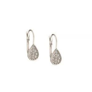 White Gold Earrings 18 Carats 750/1000 Shaped Drop with White Zirconia Womens - Picture 1 of 1