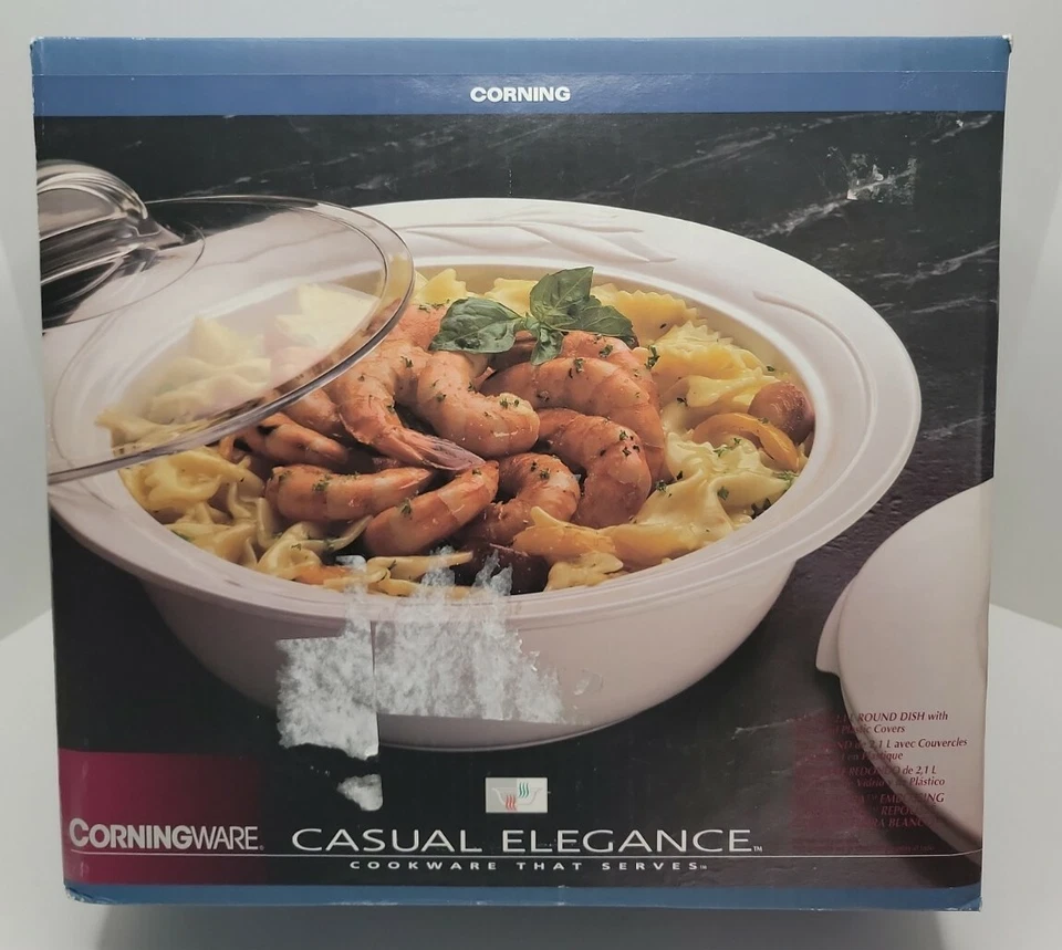 CorningWare 3-pc Casual Elegance White Flora Round Casserole Dish 2.25 QT -
