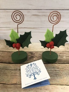 Taylor and Coultas Red Green Felt Holly Berry Placecard Holder Set of 2 NEW - Picture 1 of 3