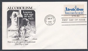 USA 1981 2 FIRST DAY COVERS ALCOHOLISM YOU CAN BEAT IT + CACHET - Picture 1 of 2