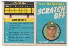 1970 Topps Scratch-Off Sal Bando (Oakland A's) EX