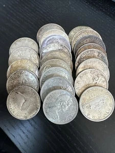 CANADIAN SILVER DOLLARS BULK LOT 20 COINS 1967 OR EARLIER .800 - Picture 1 of 1