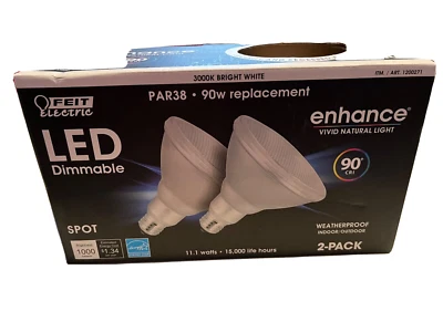 (2-Pack) Feit Electric PAR38 LED Dimmable Spot Light Bright White 3000K - Image 1 of 4