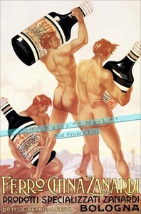 Ferro Chine 1919 vin tonique italien affiche vintage print style rétro art mural - Photo 1 sur 4