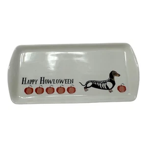 Milly Green Happy Howloween Dachshund Skeleton Sausage Dog Tray Dish 11" x 5" - Picture 1 of 6