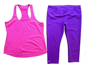 Athleta Women's Size XL 2 Piece: Pink Top, Magenta Crop Leggings - Picture 1 of 16
