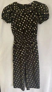 Crewcuts Jumpsuit Girls 8 Green Gold Star Ruffle Short Sleeve - Picture 1 of 7