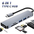 6 in 1 HDM/TF SD Card Slot/USB Port Type-C Multiport USB Hub Adapter 4K HDMI
