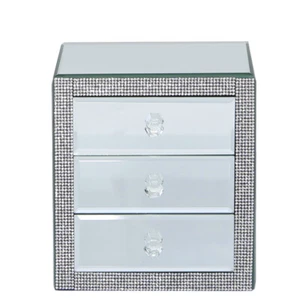 SAVE 50%! 17.5cm 3 Drawer Diamante & Mirror Glitz Jewellery Storage Keepsake Box - Picture 1 of 5
