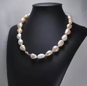 Collier Avec Fermeture En Or 18 kt Et Perles Baroques D'Eau Douce OGLN 0232 - Bild 1 von 3