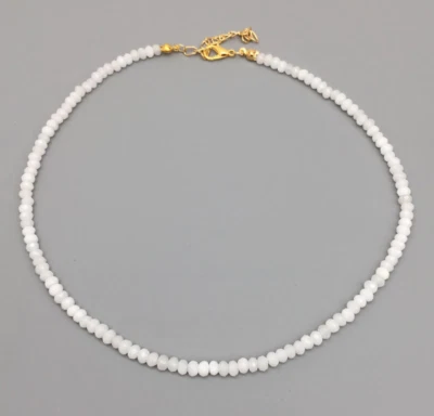 White Beads 4mm Crystal Choker String Necklace Unisex simple Fashion Elegant UK - Image 1 of 2