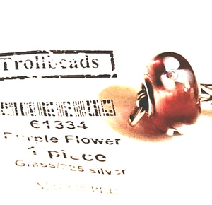 TROLLBEADS Purple Flower 61334 Retired Purple Flower Sterling Silver 61334 New - Picture 1 of 10