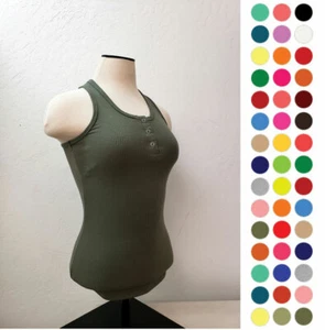 DAMEN CAUSAL BASIC GERIPPT U-AUSSCHNITT ÄRMELLOS RACERBACK TANK TOP SHIRT RT63465 - Bild 1 von 21
