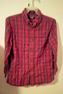 Class Club Boys Red Plaid Flannel Long Sleeve Button Down Top SZ 7 - Picture 1 of 4