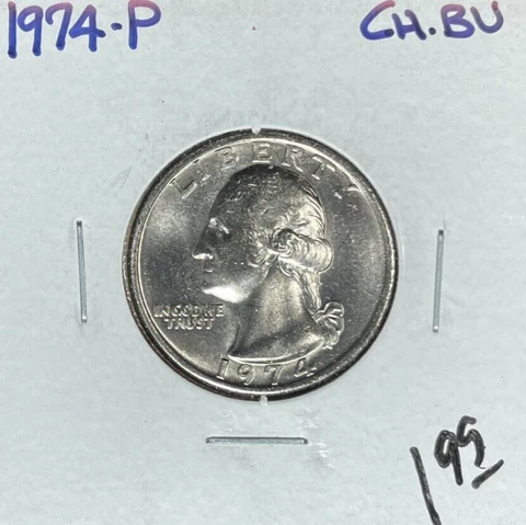 1974-P WASHINGTON QUARTER ~ CH/BU  - CLAD ~BEAUTIFUL COIN~ Cover