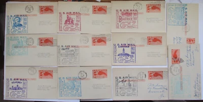 1st FLIGHT 1949 "A.M. 90 SEGMENT #1 COMPLETE SET (11) POSTAL AIR MAIL CARDS NEBR - Image 1 of 4