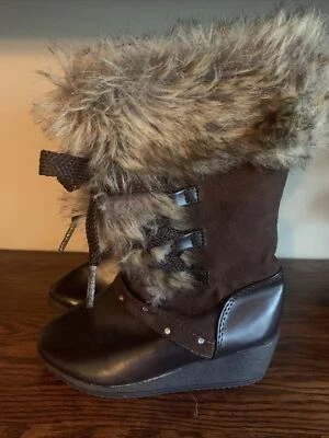 canyon river blues girls brown winter boots fur size 8 - Image 1 of 4