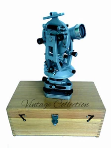 TRANSIT THEODOLITE, SCIENTIFIC, SURVEYING ALUMINIUM VERNIER ALIDADE W/ WOOD BOX - Picture 1 of 1