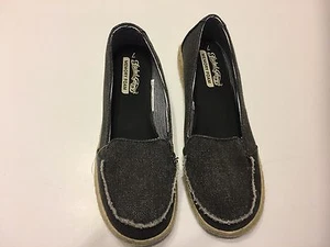 Zapatos planos de espuma viscoelástica para mujeres descoloridos gloria negro lona NUEVOS - Imagen 1 de 7