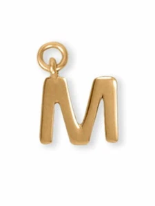 Dije alfabeto chapado en oro de 14k plata de ley letra M - Imagen 1 de 1