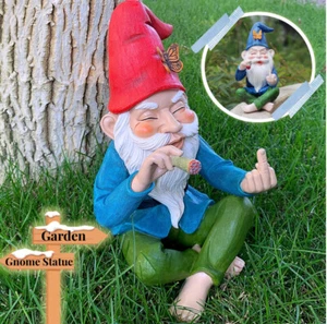 Funny Smoking Garden Gnome Statue Resin Lawn Ornament Figure Statue Decoration - Picture 1 of 13