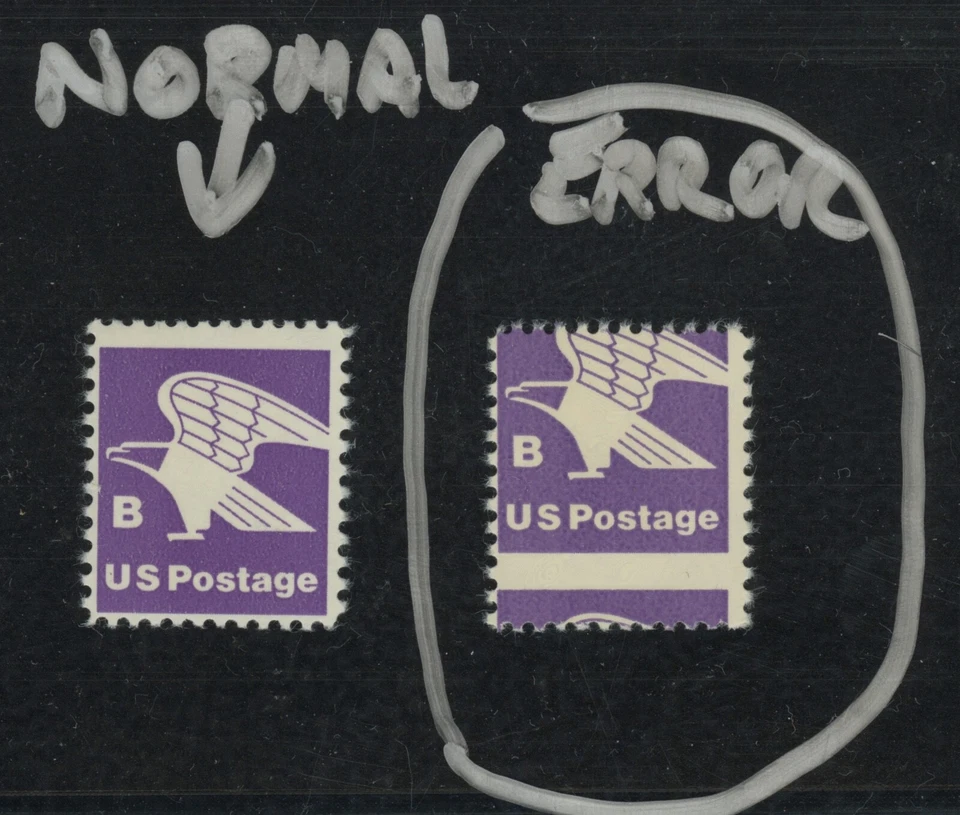 #1818 Error vs.Normal Eagle B rate (18 cent) stamp1981 Mint Never Hinged - Image 1 of 1