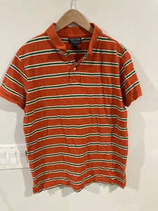 POLO Jeans Co Vintage Gray Striped Short Sleeve Polo Shirt Men’s Size Large - Picture 1 of 6