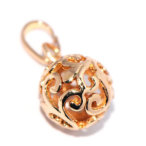 Vintage Filigree Gold Ball Bead Pendant Jewelry Charm for Womens Chain Necklace