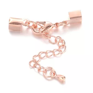 5 Sets Rose Gold Brass Lobster Claw Clasps w/ Fold Over Ends & Extension 67mm - Picture 1 of 2
