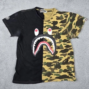 A Bathing Ape Shirt Kids Small Black Camo Bape Shark Graphic Boys Short Sleeve - Picture 1 of 9
