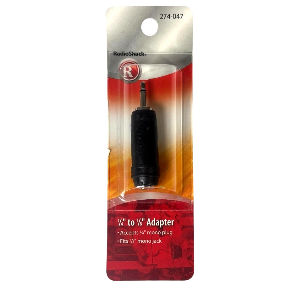 Radio Shack 274-047 Headphone Adapter 1/4” to 1/8” MONO Mini Jack ~ NEW - Image 1 of 2