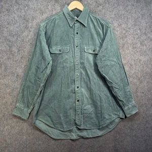 BEAMS Shirt Mens Size UK Medium Green 100% Cotton Needle Cord Button Up Pockets - Picture 1 of 8