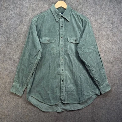 BEAMS Shirt Mens Size UK Medium Green 100% Cotton Needle Cord Button Up Pockets - Image 1 of 4