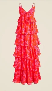 J. CREW COLLECTION RUFFLE TIER DRESS IN CHIFFON DRESS Sz 12 NWT - Picture 1 of 10