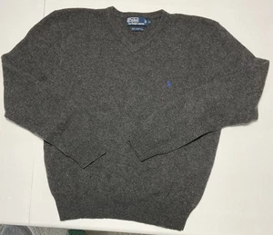 Suéter Polo de Colección de Ralph Lauren Para Hombre Cuello en V Talla L Lana de Corderos Defectuoso - Imagen 1 de 8