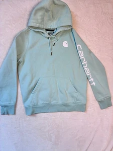 Carhartt Womens  Relaxed Fit Hoodie Sweatshirt Lime Mint Green Size M (8-10) - Picture 1 of 8