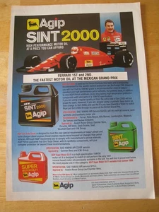 AGIP SINT 2000 FERRARI FASTEST MOTOR OIL MEXICAN GP 1990 ADVERT A4 FILE 50 - Picture 1 of 1