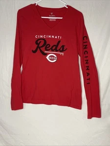 Damen Cincinnati Reds Langarm Medium Fanatics Shirt V-Ausschnitt - Bild 1 von 6