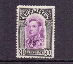 CYPRUS 1938 GVI 90pi MAUVE & BLACK SG162 MH CAT £40 - Imagen 1 de 2