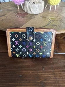 Louis Vuitton Murakami Black Multicolor Monogram Kiss Lock Wallet - Picture 1 of 9