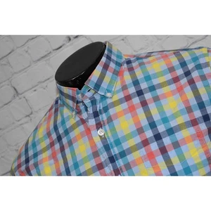 Bonobos Spring Weight Poplin Dress Shirt Mens Size Medium Blue Plaid - Picture 1 of 6