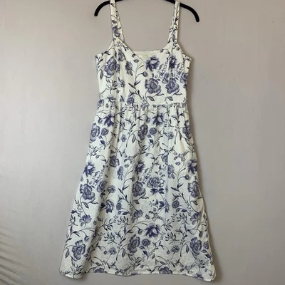 Vestido Cynthia Rowely Mujer 6 Blanco Púrpura Floral Mini Sin Mangas Verano Cuello en V Foto 1 de 4