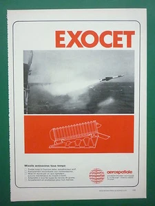 2/1973 PUB AEROSPATIALE ENGIN TACTIQUE MISSILE ANTINAVIRE EXOCET ANTISHIP AD - Picture 1 of 1