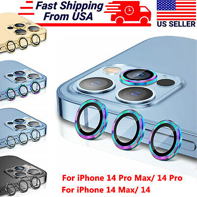 For IPhone 14 Pro Max Metal Ring+Full Cover Tempered Glass Camera Lens Protector • 5.99$
